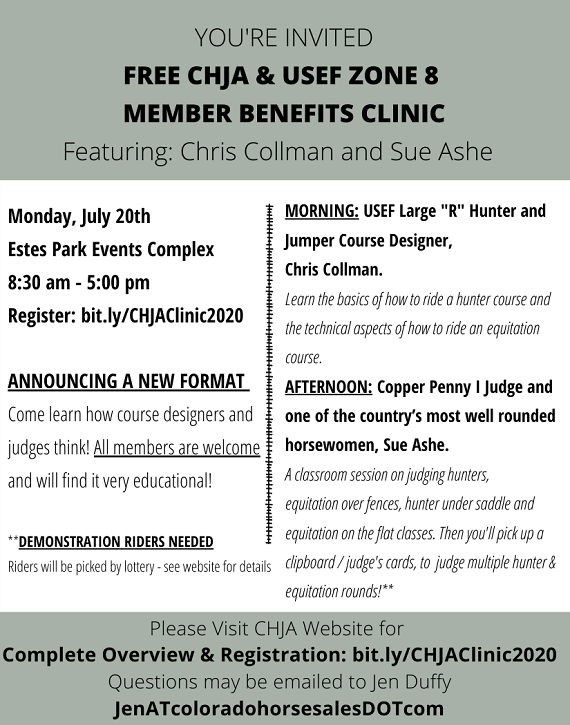 Free CHJA & USEF ZONE 8 MEMBER BENEFITS CLINIC