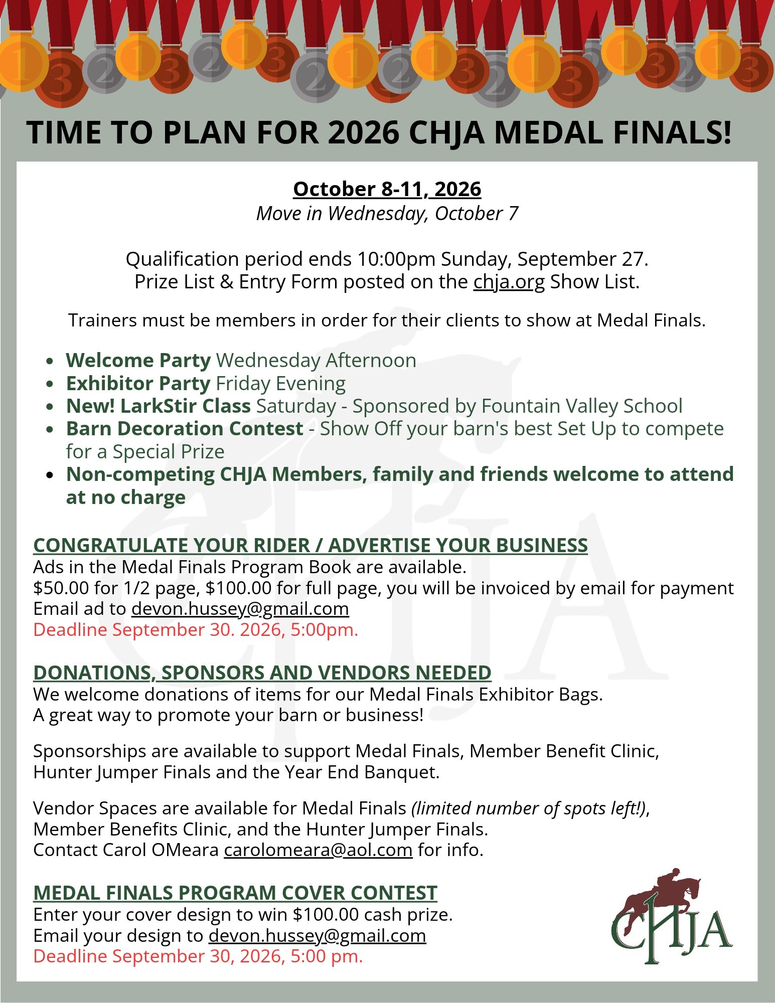Medal Finals Information