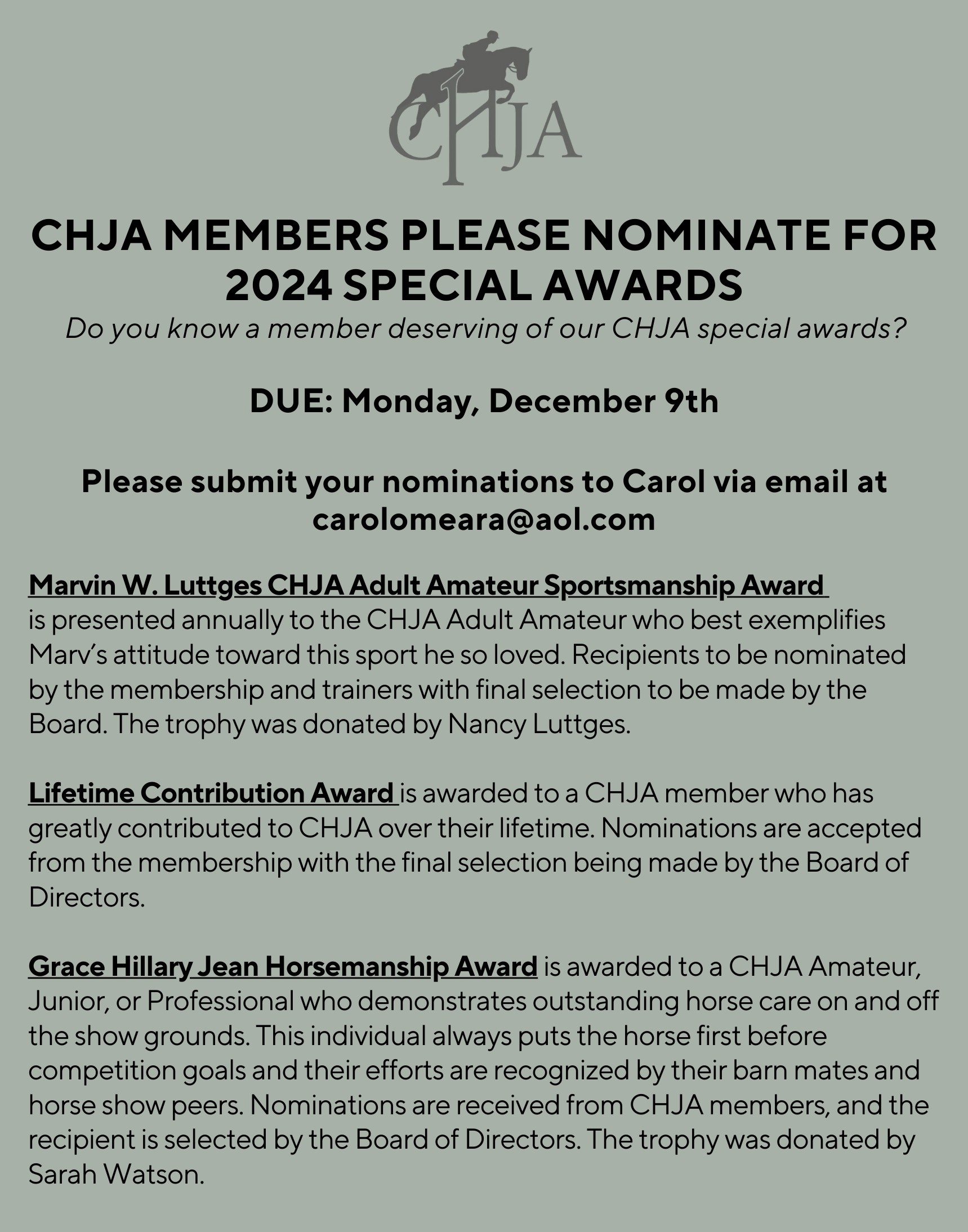 Special Award Nominations