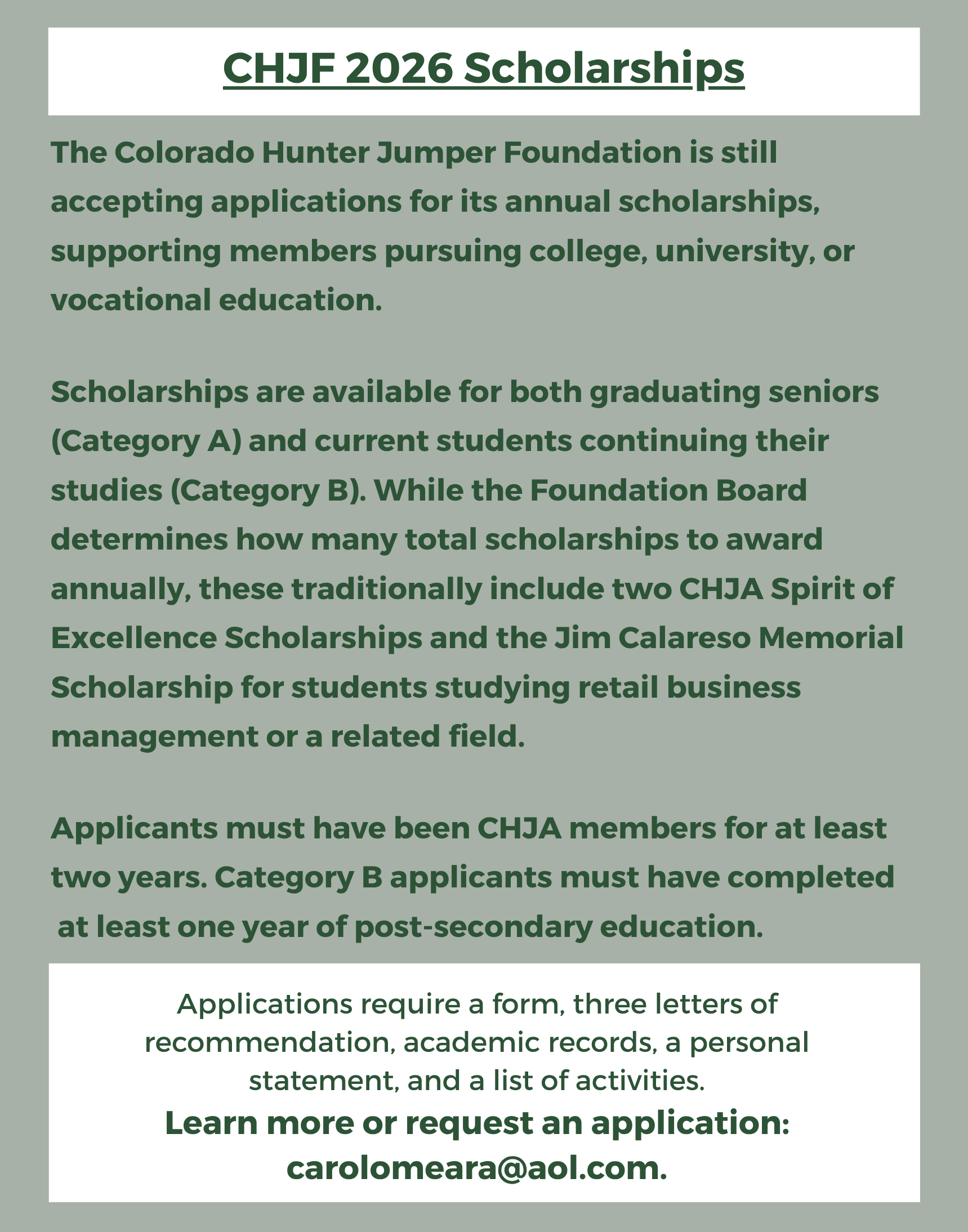 CHJF 2026 Scholarships