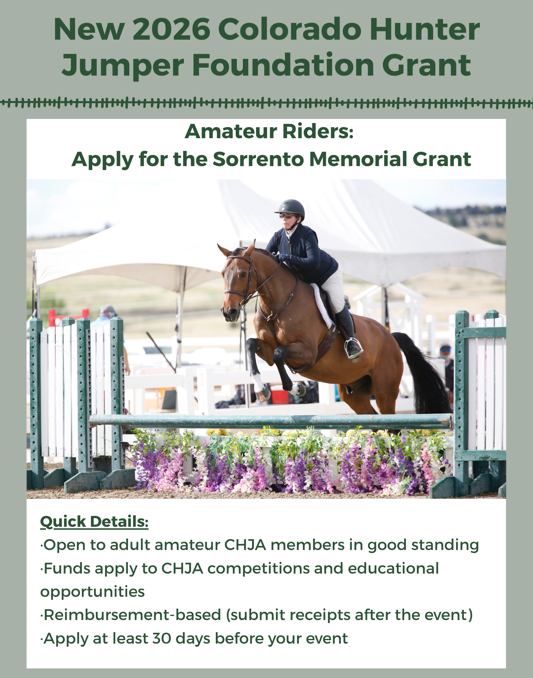 New 2026 Colorado Hunter Jumper Foundation Grant
