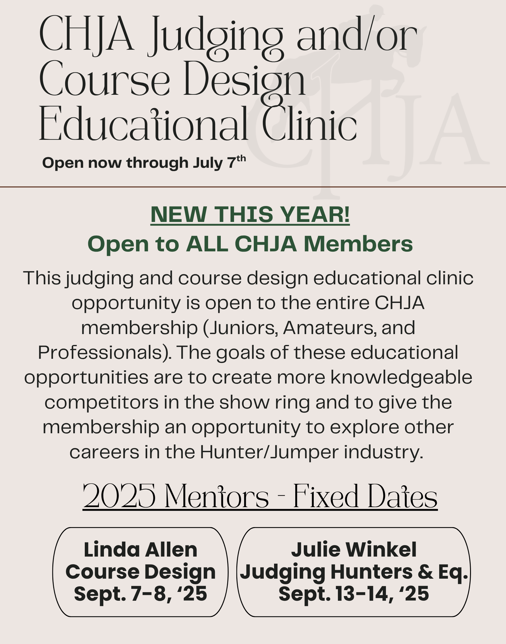 CHJA Judging and/or Course Design Educational Clinic