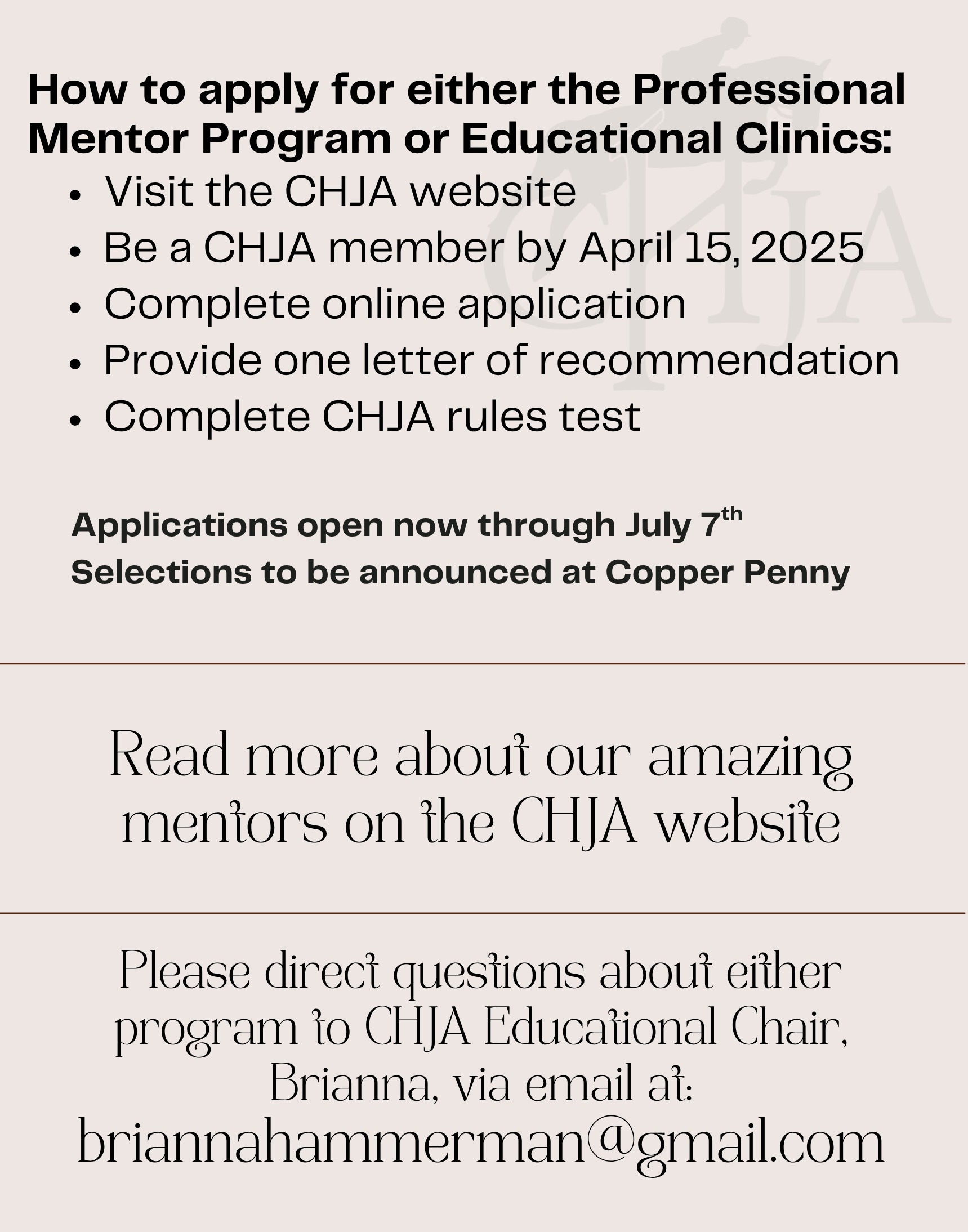 How to Apply for Mentorship or Educational clinics