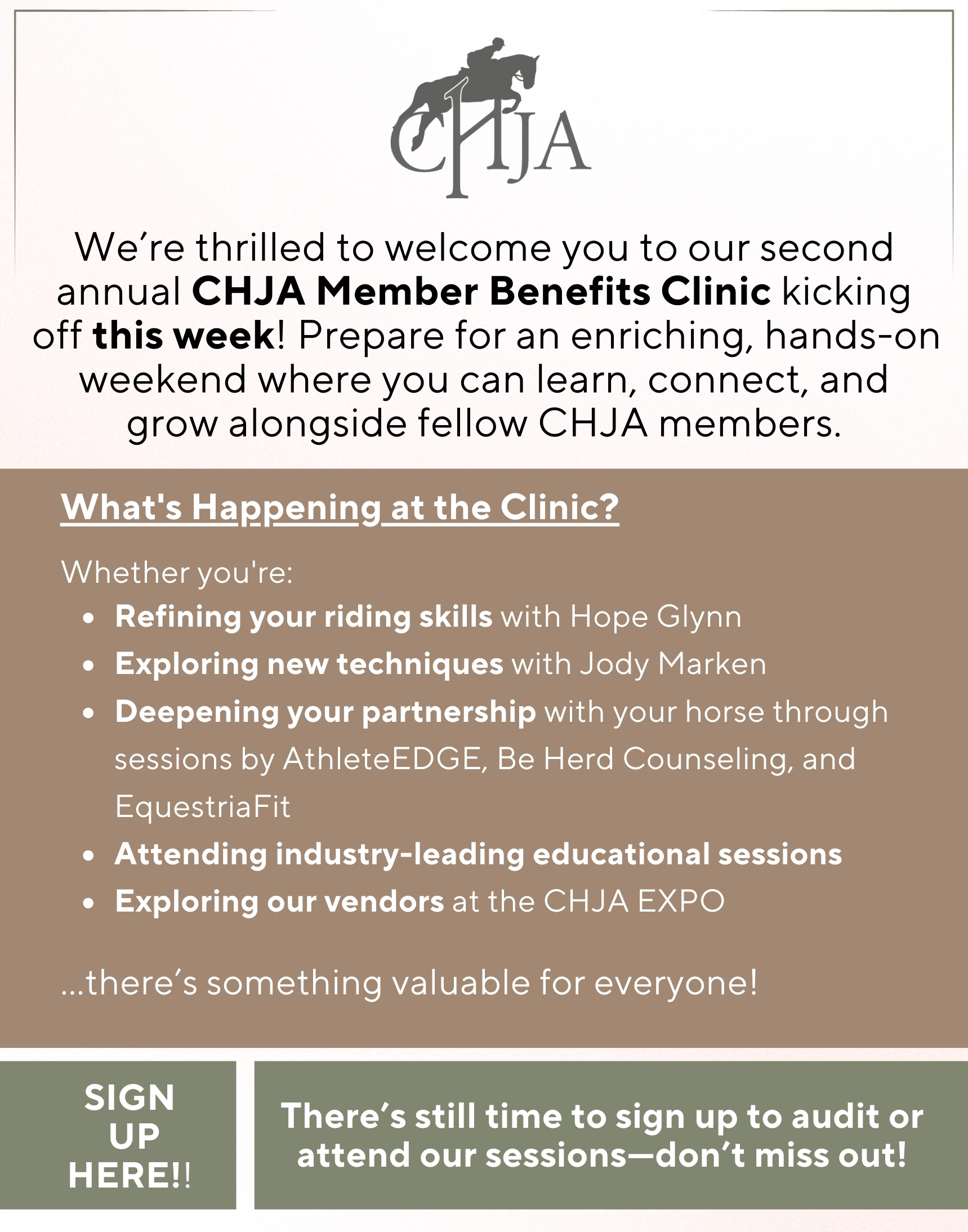 FREE Member Benefits Horsemanship & Riding Clinic and Expo