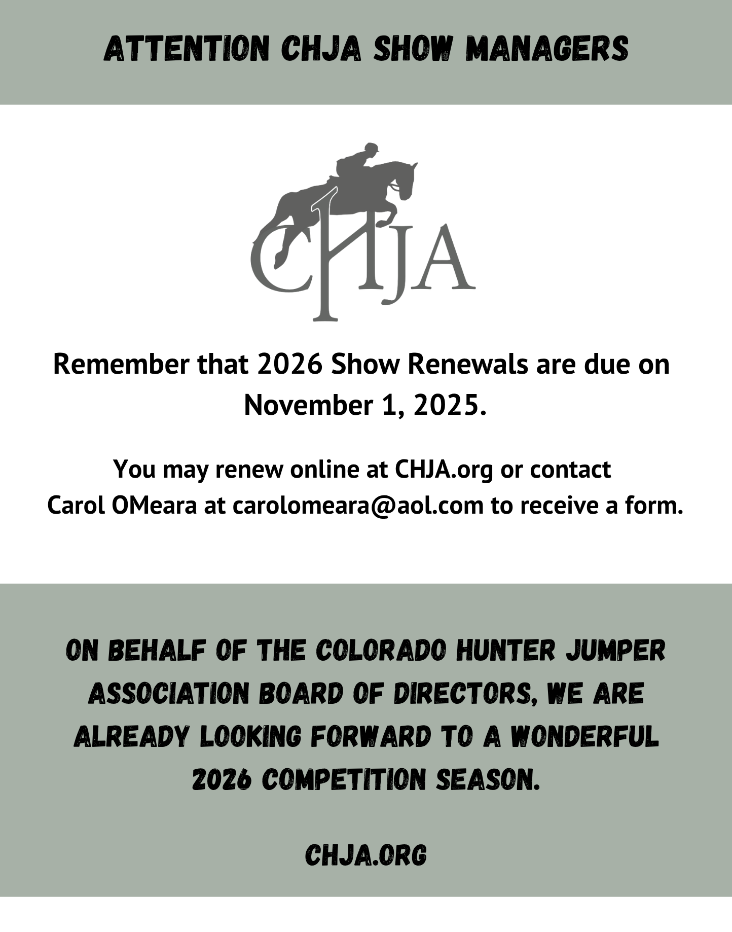 Show Renewals are due on November 1, 2025