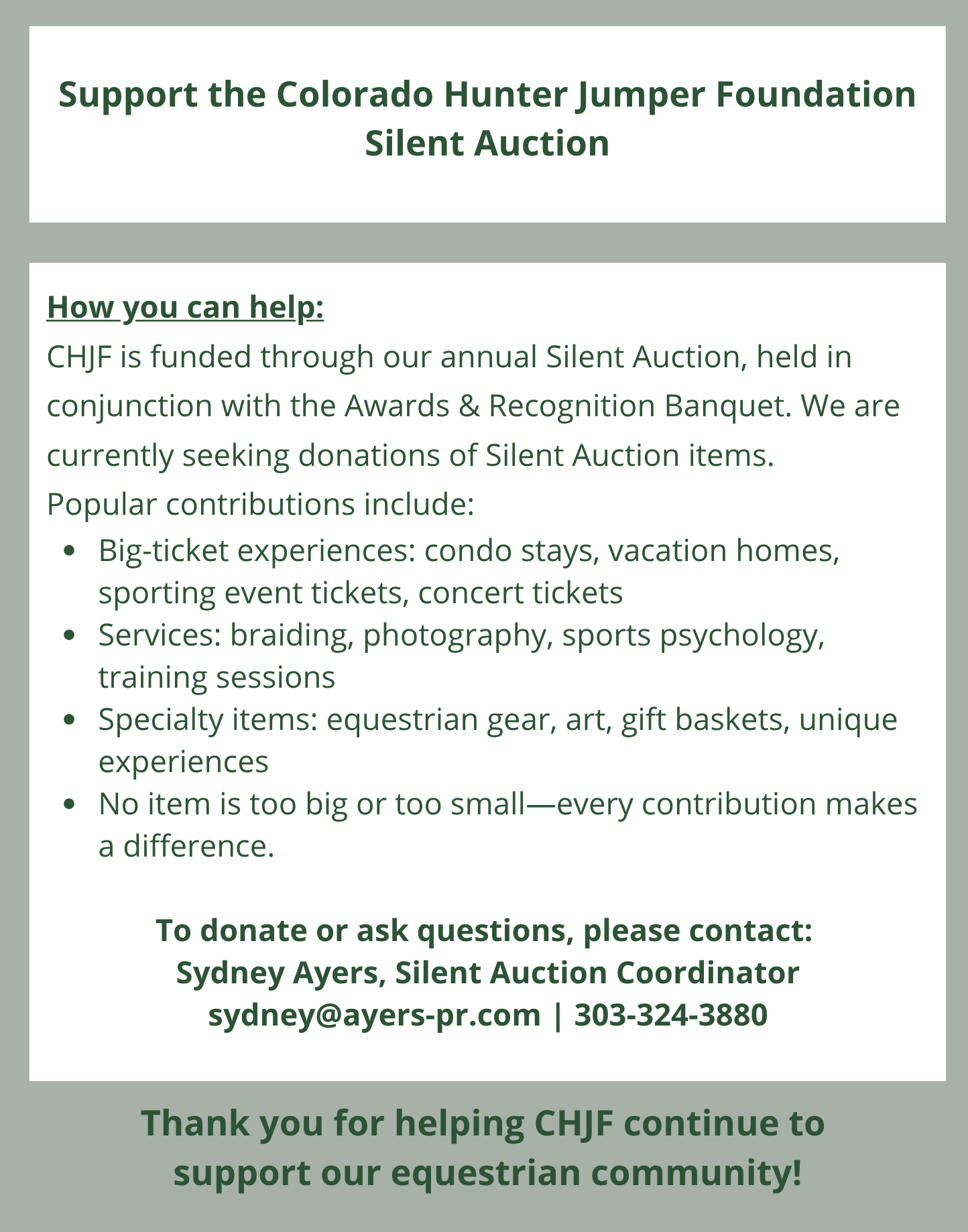 CHJF Silent Auction
