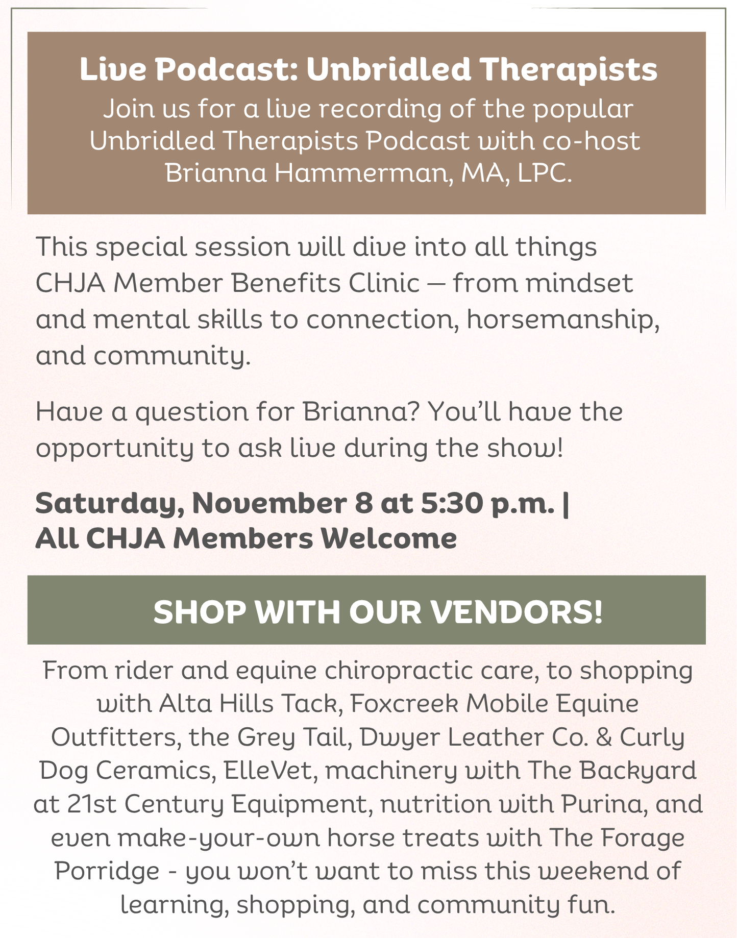Live Podcast: Unbridled Therapists