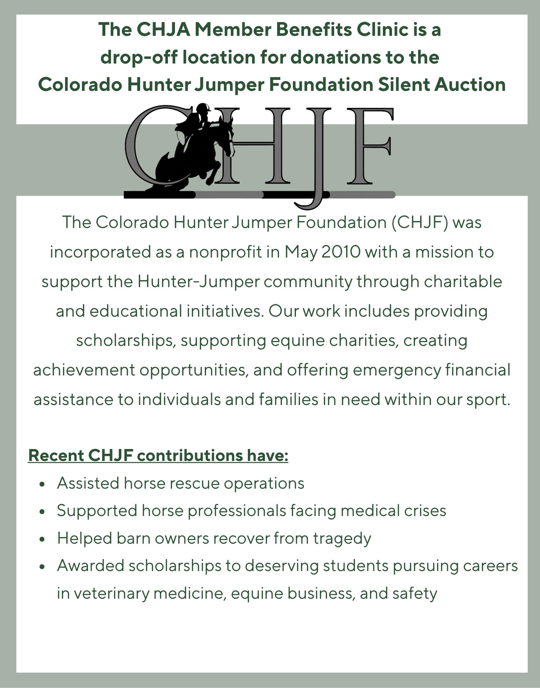 CHJF Silent Auction Drop Off
