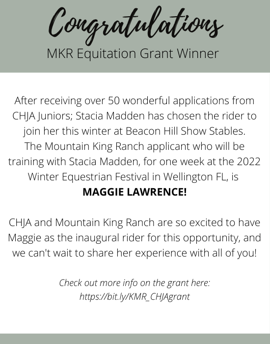 MKR Equitation Grant Winner