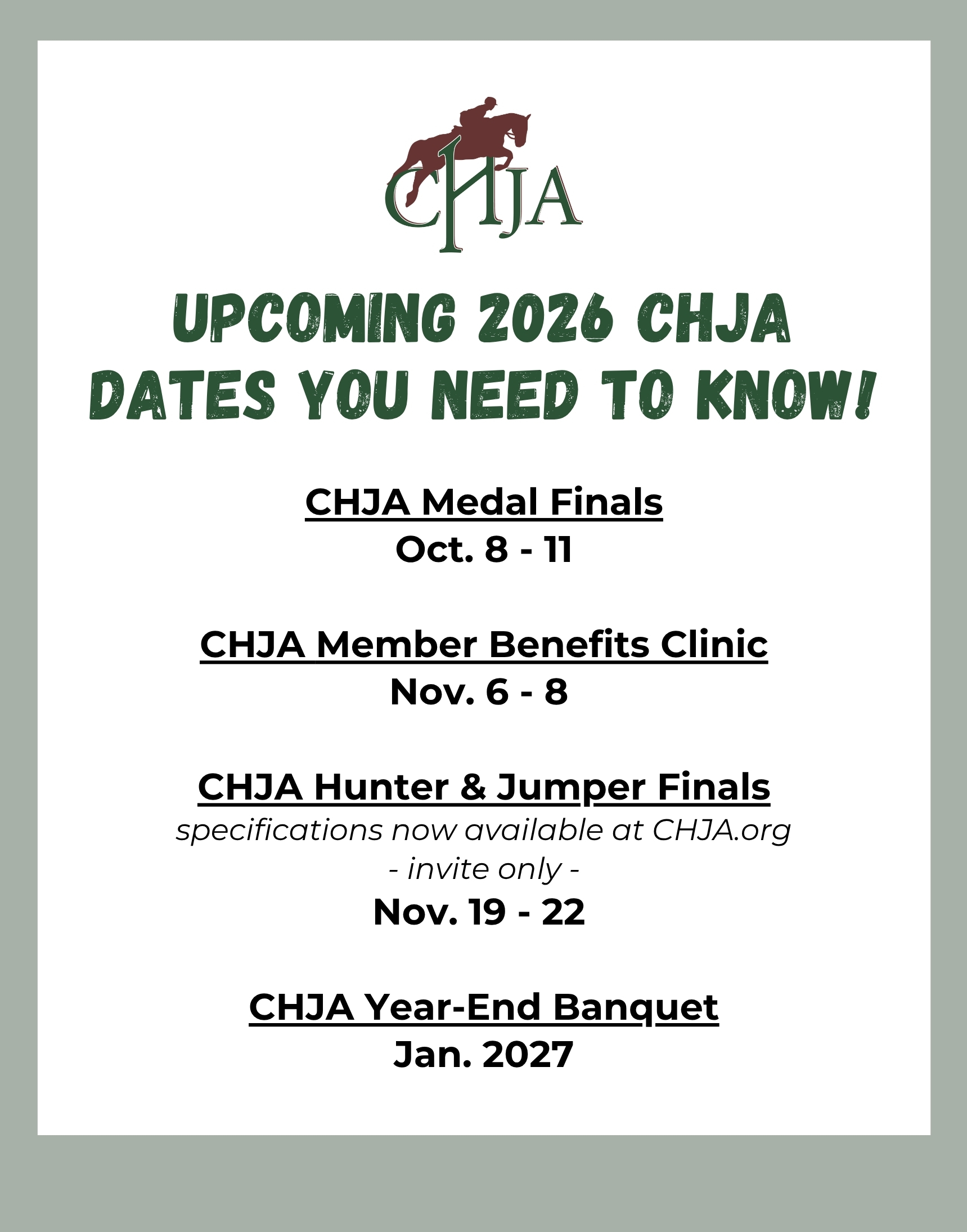 Upcoming 2026 CHJA Dates You Need To Know!