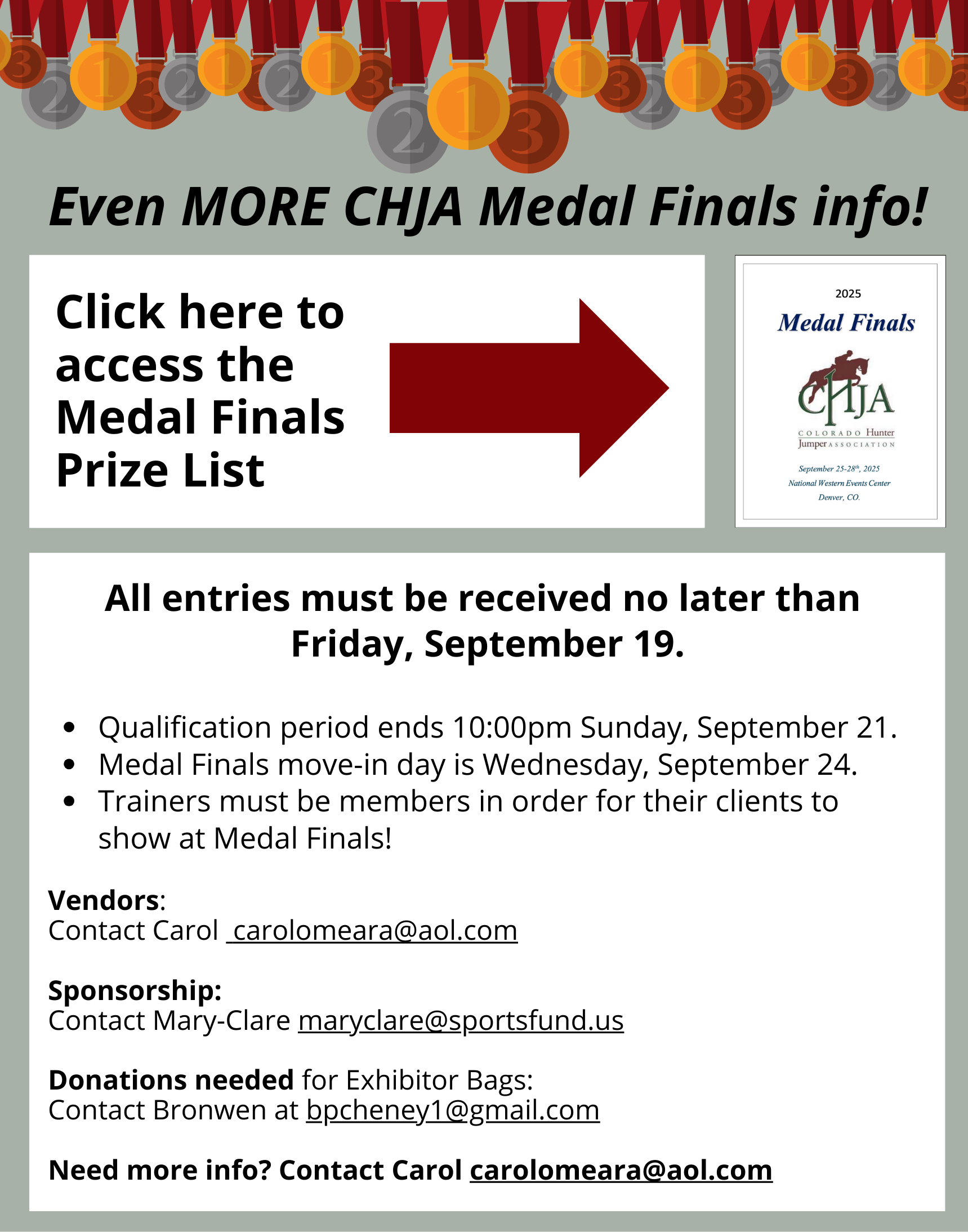 Event MORE CHJA Medal Finals Info!